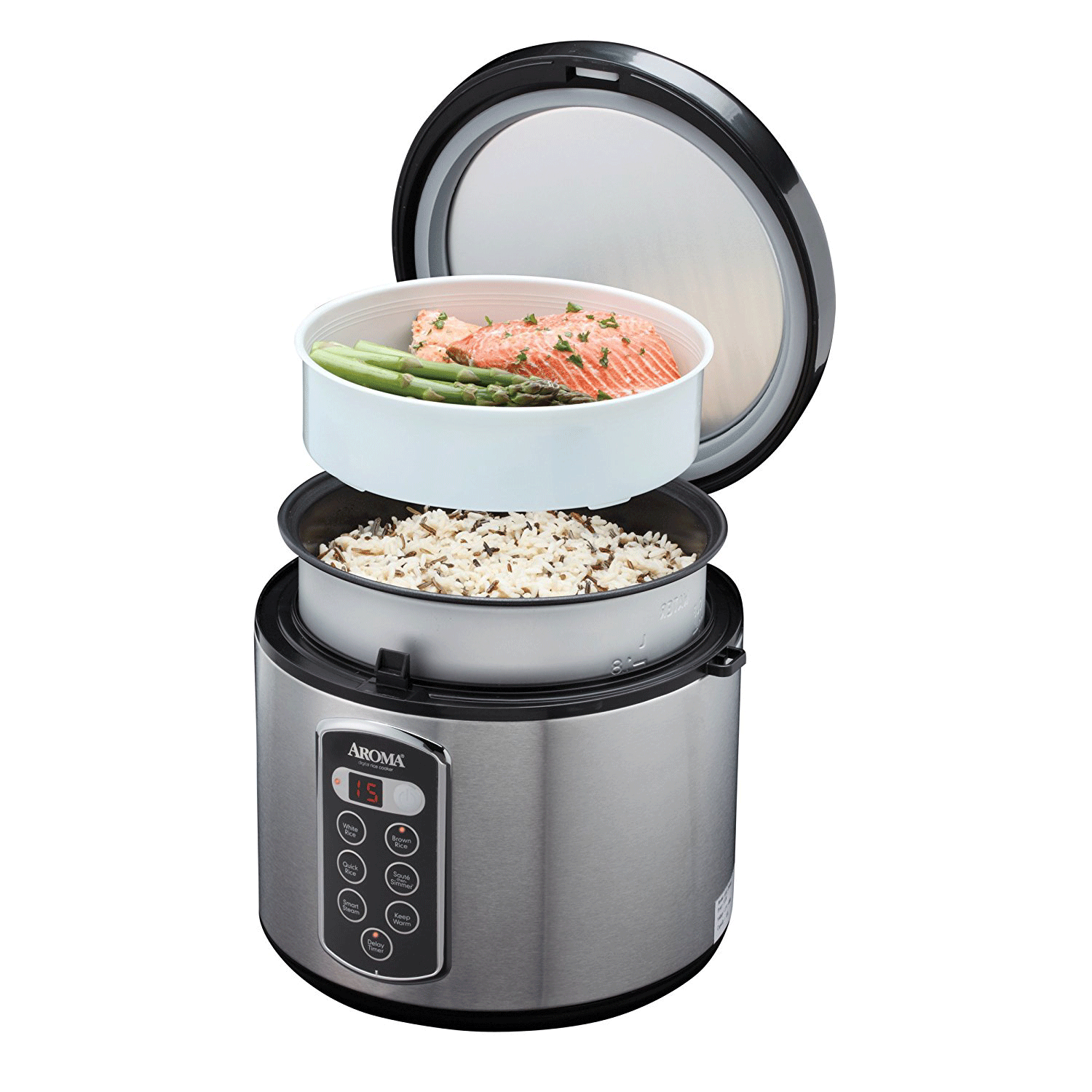 Aroma-ARC-2000SB,-Professional-Digital-Stainless-Steel-Rice-Cooker-20-Cup-(Cooked)-10-Cup-(Uncooked)-6